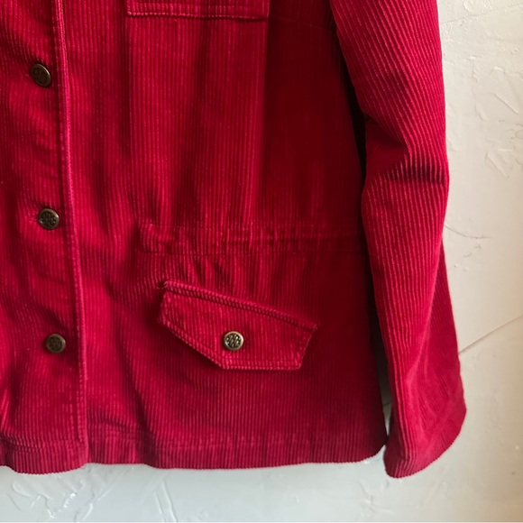 Vintage Christopher & Banks Red Wide-Wale Corduroy Jacket Cottagecore Chore Coat - Picture 5 of 12